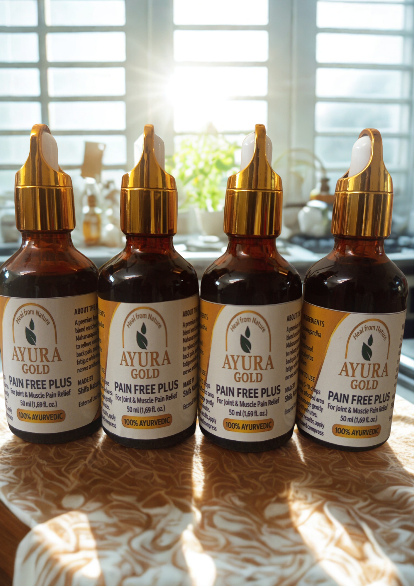 Ayura Gold Pain Free Plus Pack of 4 Bottles – Family Care Bundle